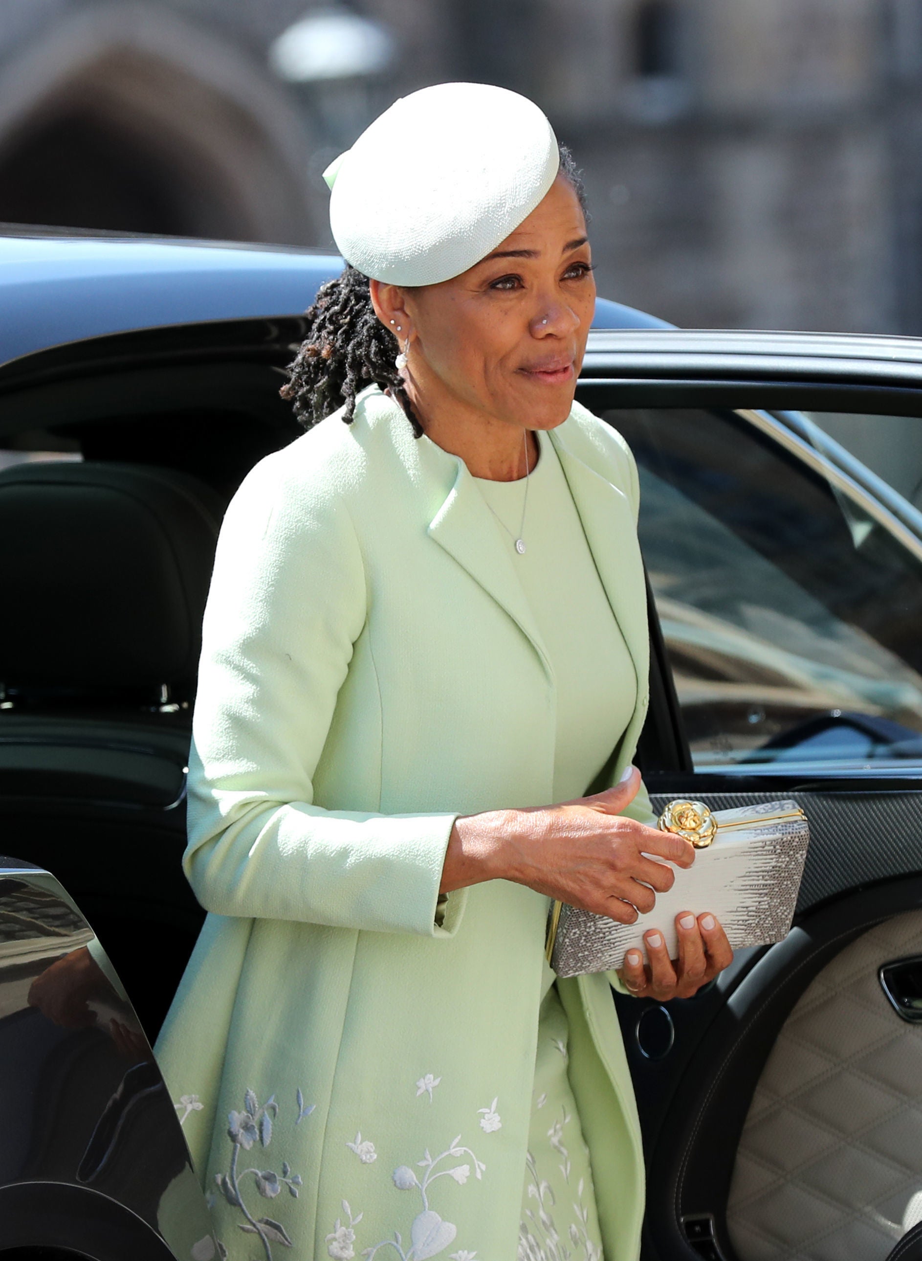 Meghan Markle's Mother Stunned With Her Nose Ring And Locs In A Twist Out At The Royal Wedding
